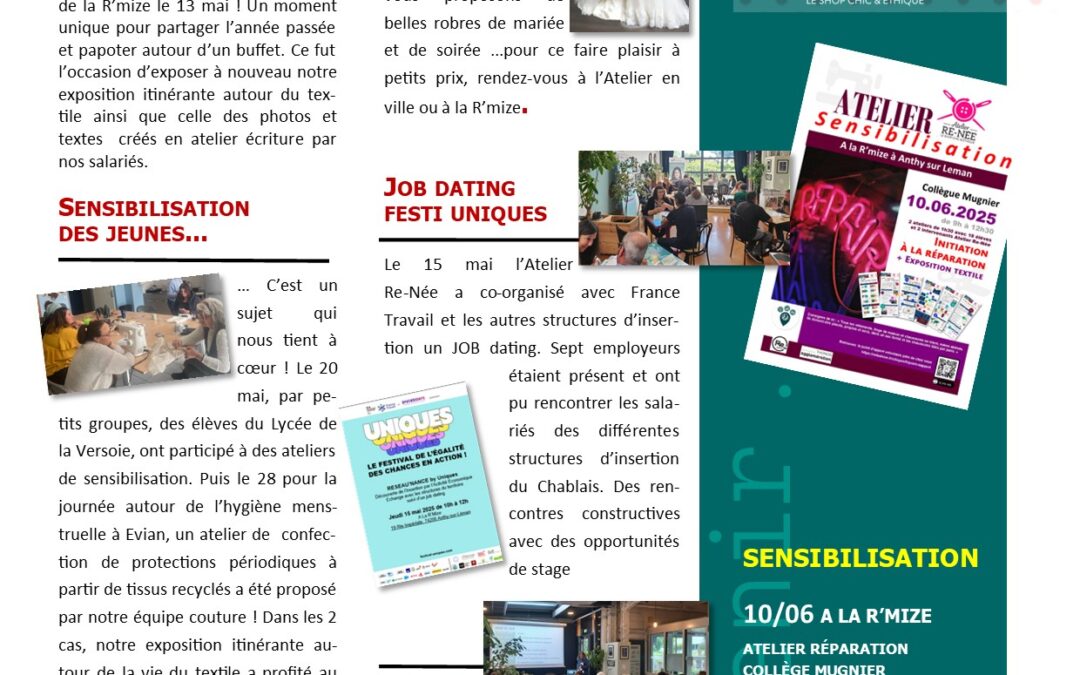 Gazette Atelier Re-Née Juin 2025