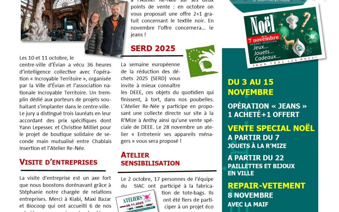 Gazette Atelier Re-Née Novembre 2025